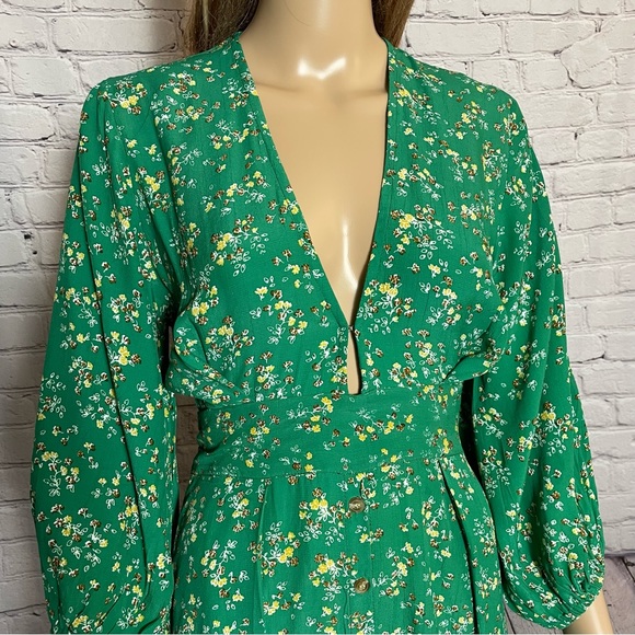 Faithfull The Brand Margo Green Floral Mini Dress Size S - Picture 4 of 12